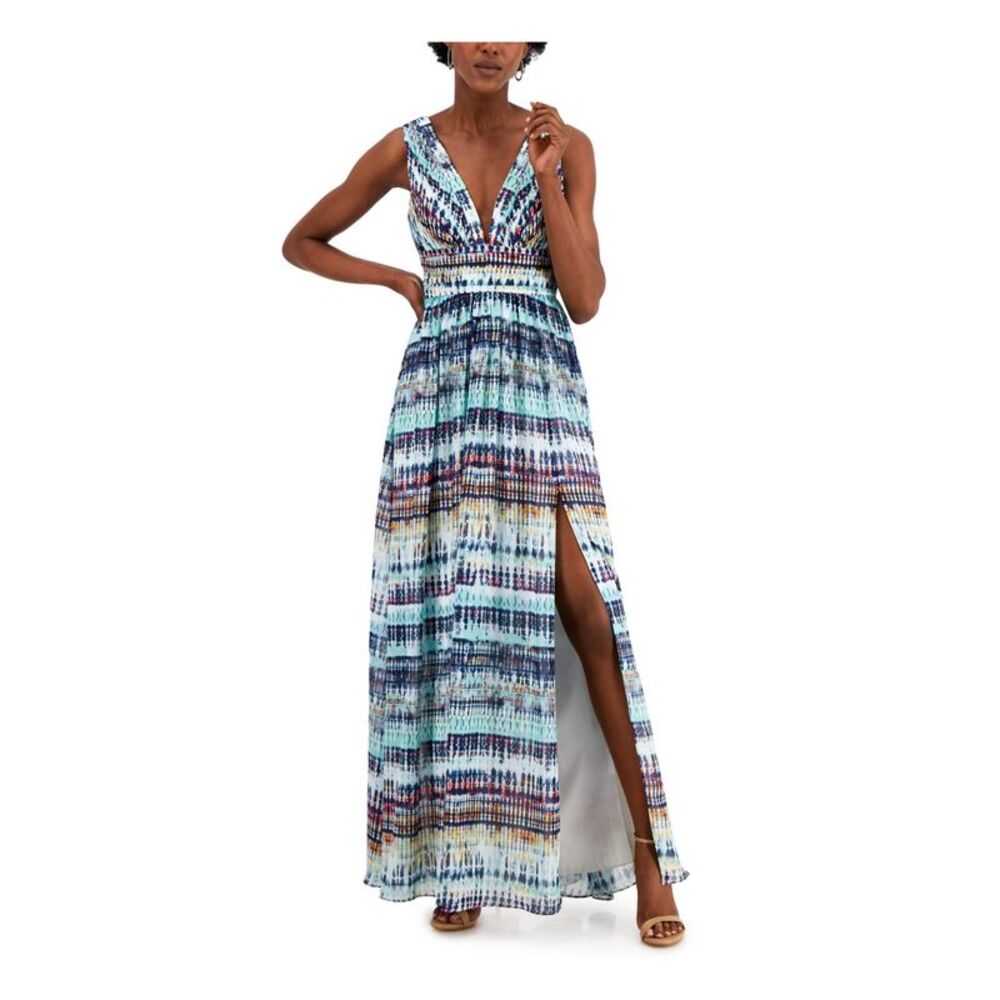 AIDAN AIDAN MATTOX Womens White Lined Sleeveless Maxi Fit + Flare Dress 6